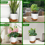 pots fleurs auto arrosants blanc brun minimaliste corde lisse opaques différentes tailles