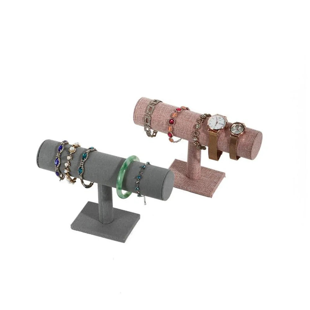 présentoir décoration maison support montres bracelets tissu gris rose minimaliste 7cm largeur 15cm diamètre