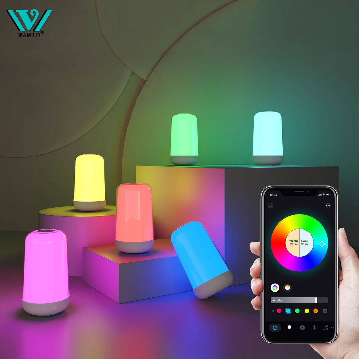 lampe table led tactile rgb cct moderne blanc gris rechargeable 3600mah