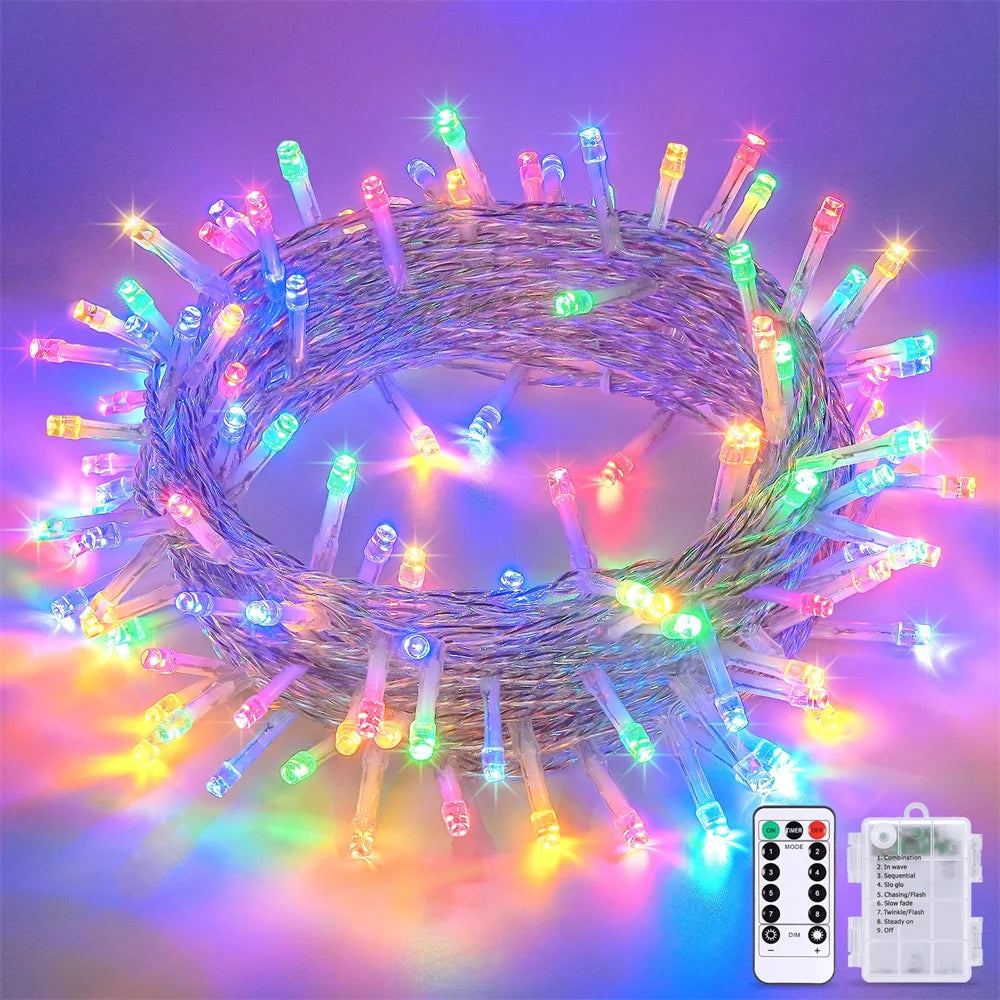 guirlande lumineuse led multicolore moderne décoration noël modes télécommande batterie aa festive salon