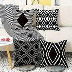 housse coussin polyester motif géométrique noir blanc moderne lit salon voiture