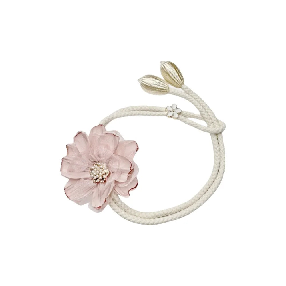 rideaux attaches fleurs décoratives beige bleu rouge rose noir tringle chambre coucher