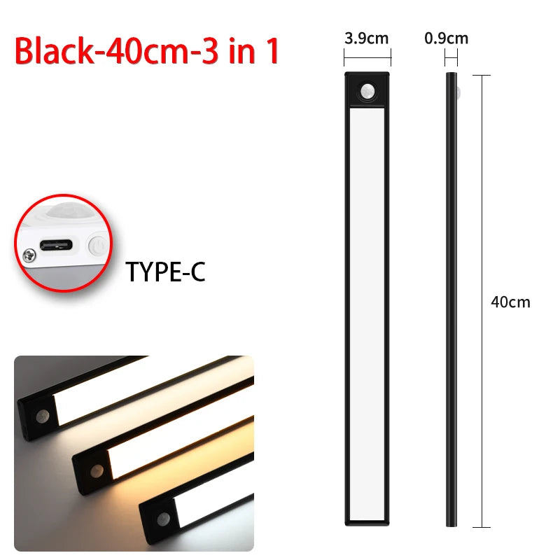 veilleuse led sans fil rechargeable détecteur mouvement sous meuble blanc moderne 10cm 20cm 30cm