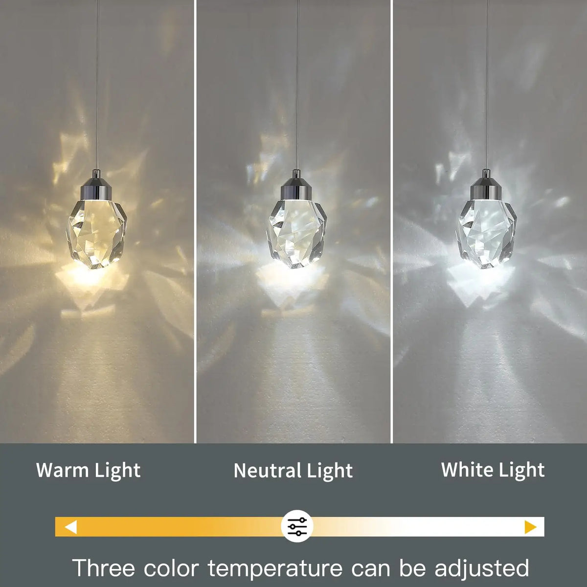 suspension lumineuse moderne cristaux taillés argentée led réglable chambre salon