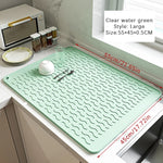 tapis cuisine silicone gris rayures ondulées moderne antidérapant assiettes cuillères verres bols