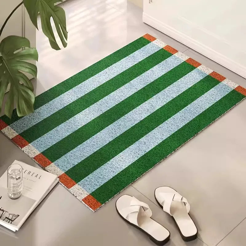 tapis moderne antidérapant pvc rayures violet vert jaune rouge bleu noir blanc extérieur couloir