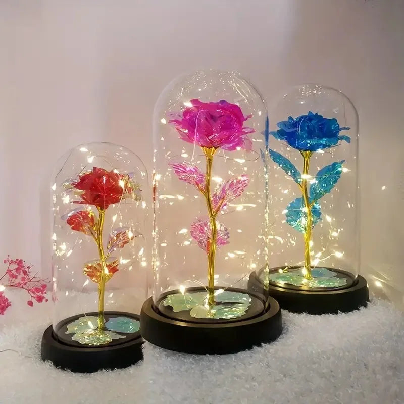 rose artificielle verre transparent fleurs plastique boîte cadeau décoration intérieure saint valentin anniversaire mariagenaissance