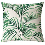 taies oreiller motif feuilles tropicales verte blanche modernes décoratives carrées 40x40cm 45x45cm