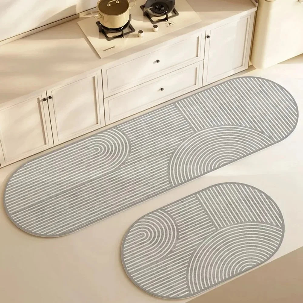 tapis sol moderne gris clair beige spirales concentriques imperméable antidérapant polyester facile nettoyer