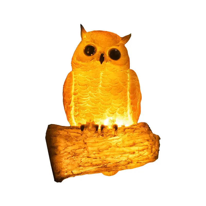 éclairage extérieur héron led marron plumes yeux orange moderne réaliste fixations invisible