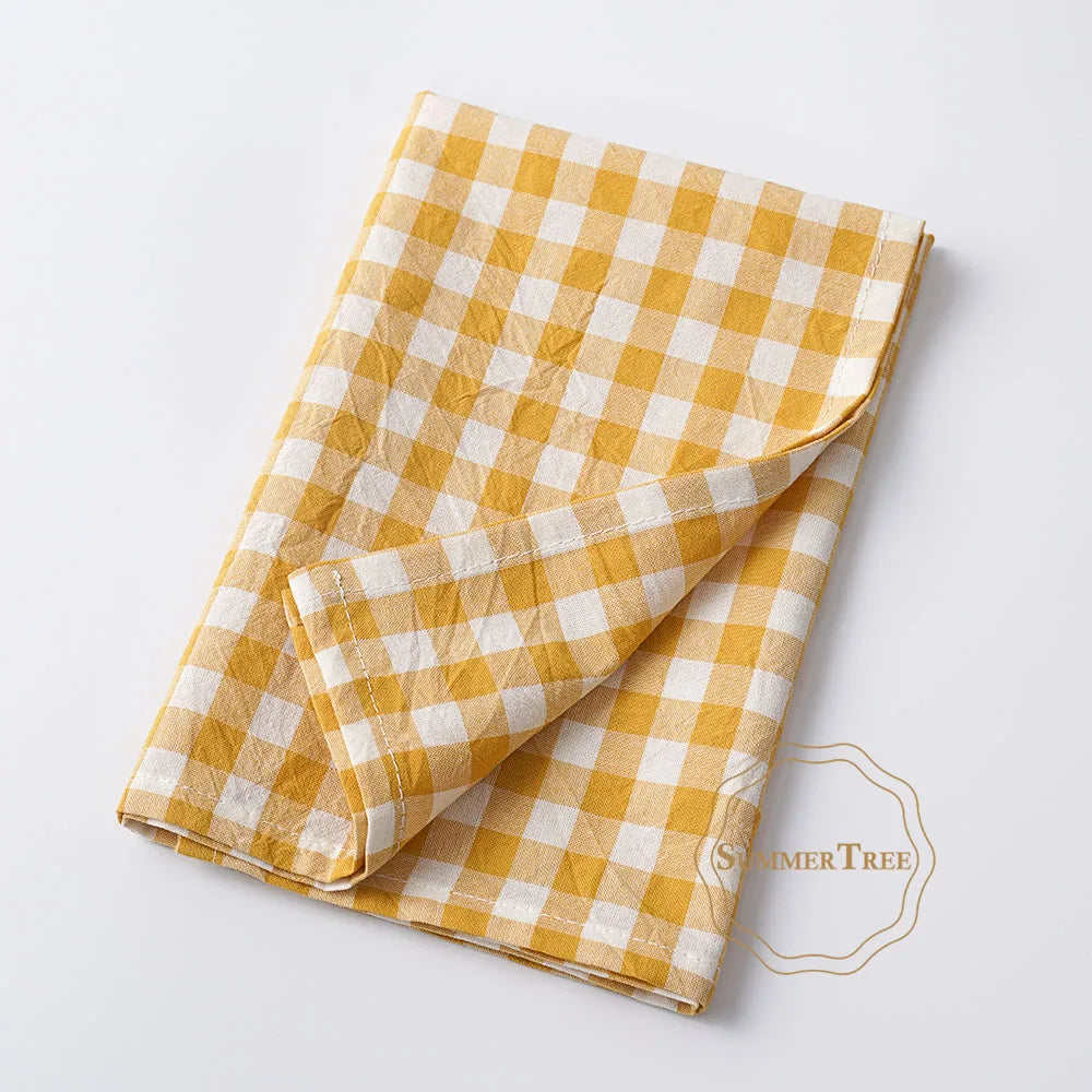 serviettes table coton carreaux rouge blanc marron bleu marine jaune noir classiques anneaux dorés