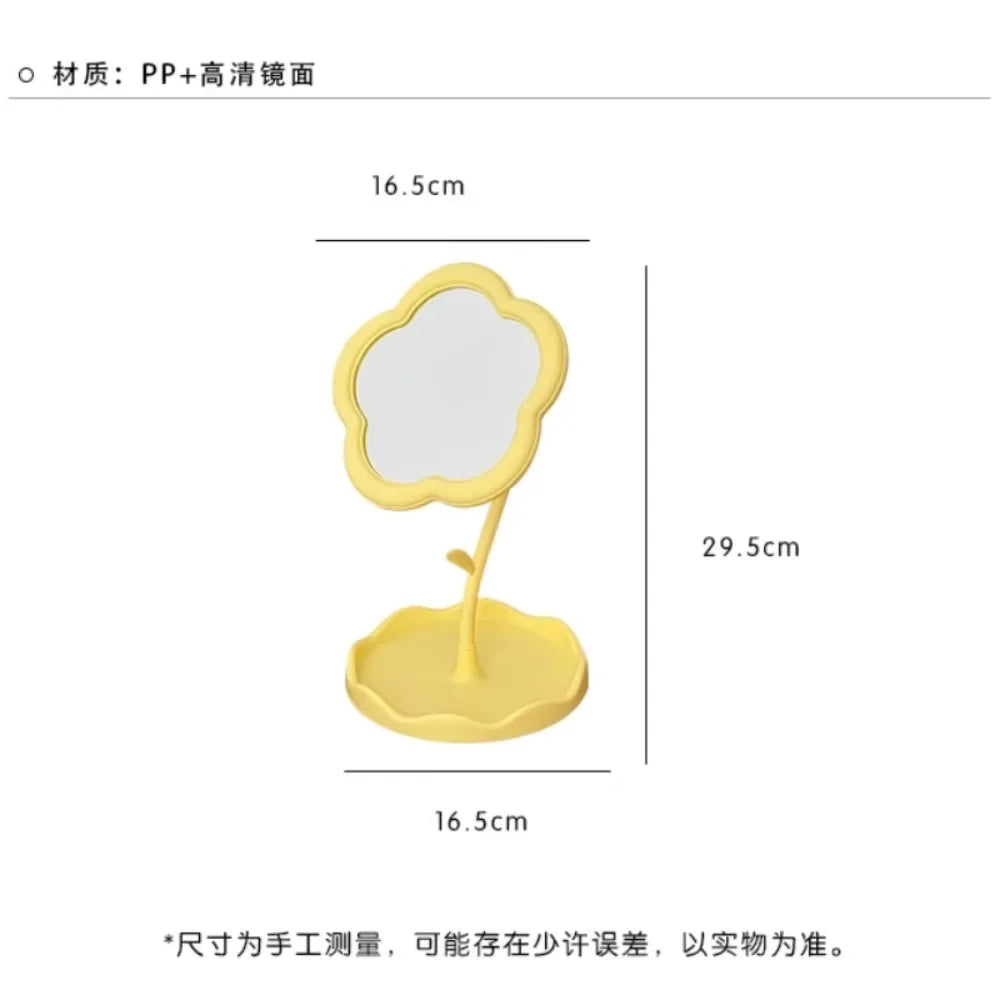 miroir table moderne rose clair jaune pâle blanc forme fleur brillant minimaliste portable chambre