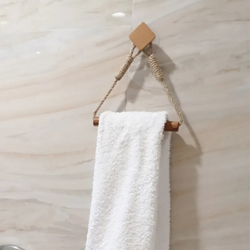 porte serviettes moderne porte papiers toilette fixation suction corde naturelle couleur blanche marron clair