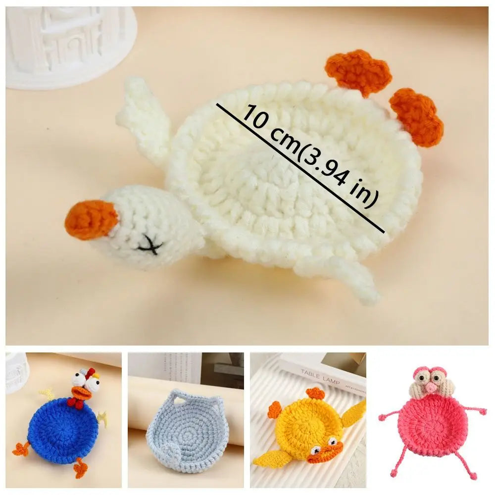 coasters crochetés coton blanc bleu jaune rose animaux résistants chaleur absorbants