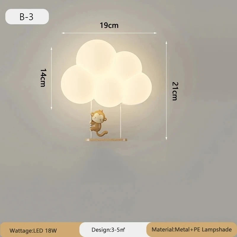 appliques murales decoratives lumiere led nuages animaux blanc moderne chambre enfants