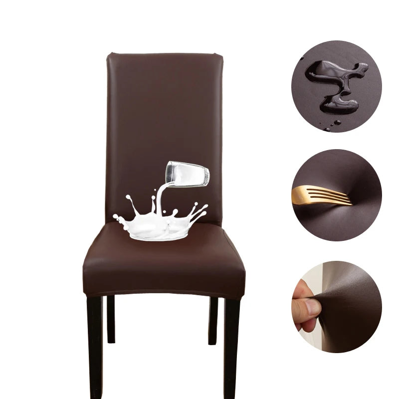 chaise moderne simili cuir tissée imperméable élastique anti poussière noir mariage