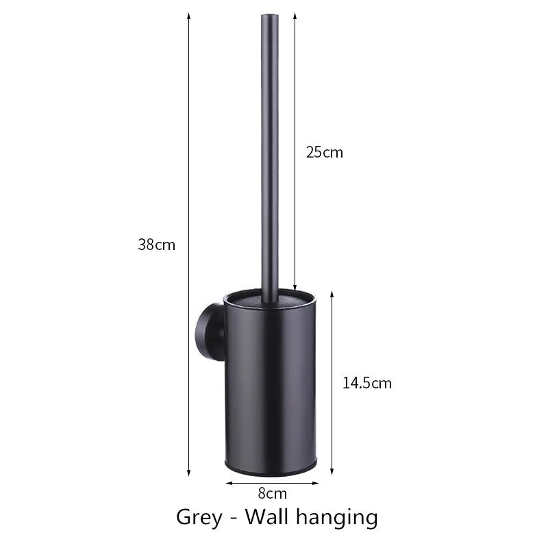 brosse toilette acier inoxydable noir argenté support mural moderne salle bains hygiène durable minimaliste
