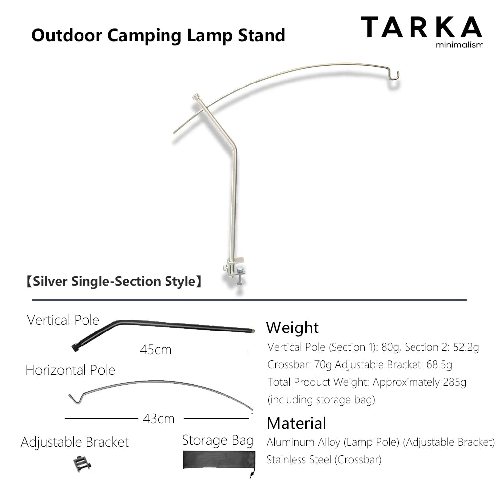 lampe camping noir minimaliste clips aluminium sac rangement portableextérieur