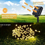 guirlande lumineuse solaire moderne 105ft 300led noir blanc filaments lumineux extérieur féerique patio jardin