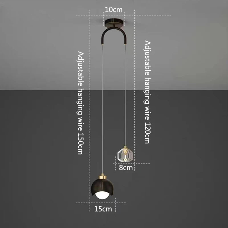 suspension pendentif verre noir doré moderne éclairage chambre salle manger lumière mat opaques