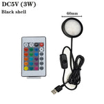 lampe led argent noir moderne télécommande adhésif 5v usb 3w