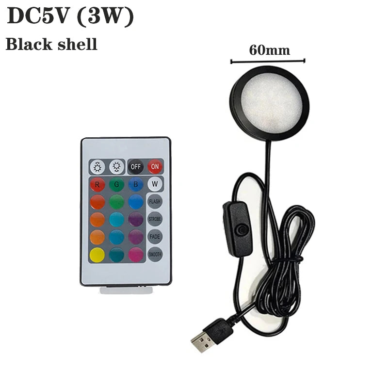 lampe led argent noir moderne télécommande adhésif 5v usb 3w