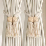 boucles rideau bois franges beige moderne bohème décoratives salle bain chambre