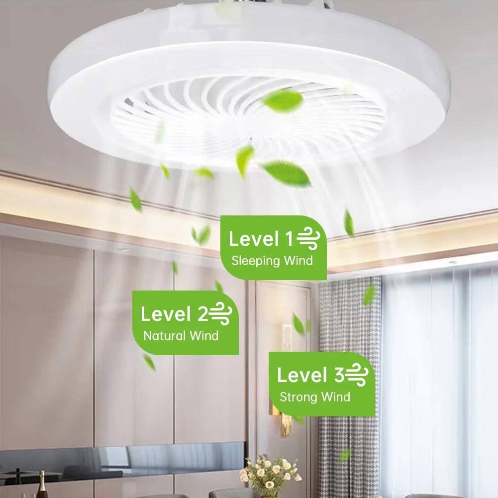ventilateur lumière led blanc moderne vitesses réglables télécommande fixations suspension