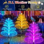 lumières solaires fibre optique contemporaines violet bleu rouge blanc vert jaune extérieures vacances jardinables