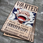 affiche anime wanted luffy dead or alive illustration marine 3000000000 vintage beige noir