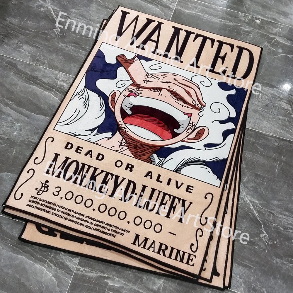 affiche anime wanted luffy dead or alive illustration marine 3000000000 vintage beige noir
