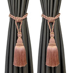 ruban fenêtre pompons beige bleu clair rayures classique opaques facile utiliser