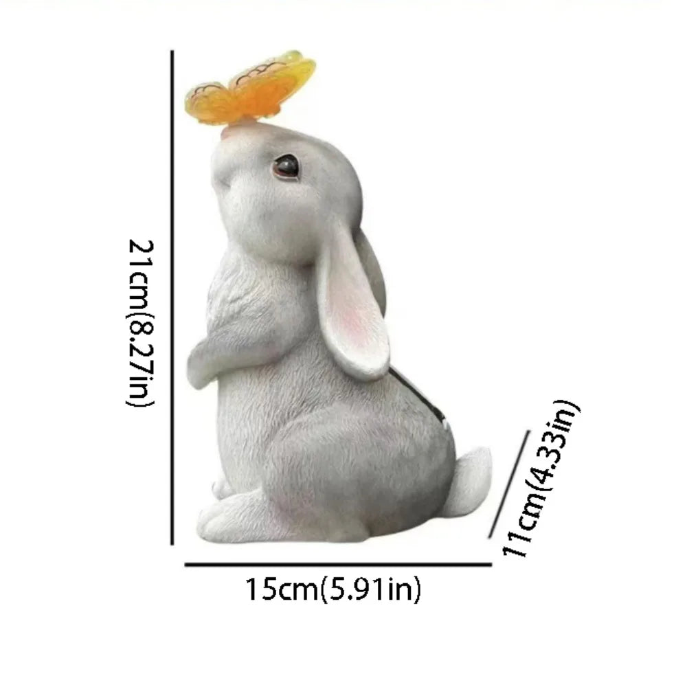 statues decoratives jardin lapin chat papillons lumiere led exterieur impermeable vent pluie