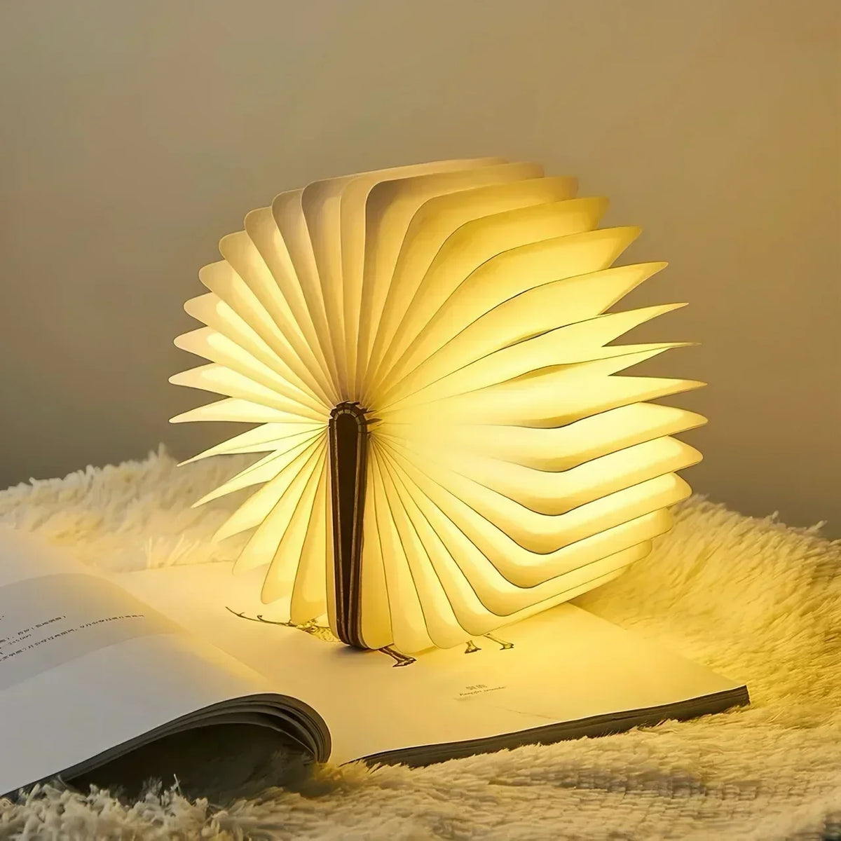 lampe led forme livre blanc brun clair texture papier moderne recharge usb enfants chambre