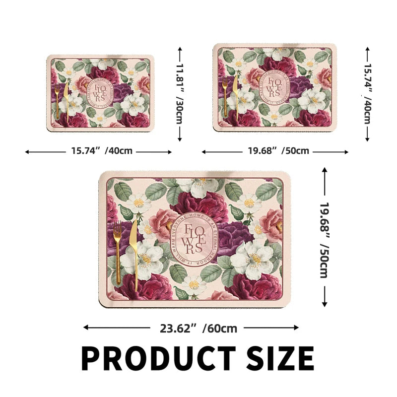 tapis cuisine absorbant motif floral fleurs rectangle décoratif évier plan travail