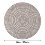 tapis table tissés main moderne rayures concentriques bleu marine beige gris vert orange respectueux