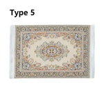 tapis turc traditionnel motifs floraux géométriques bleu rouge blanc nature