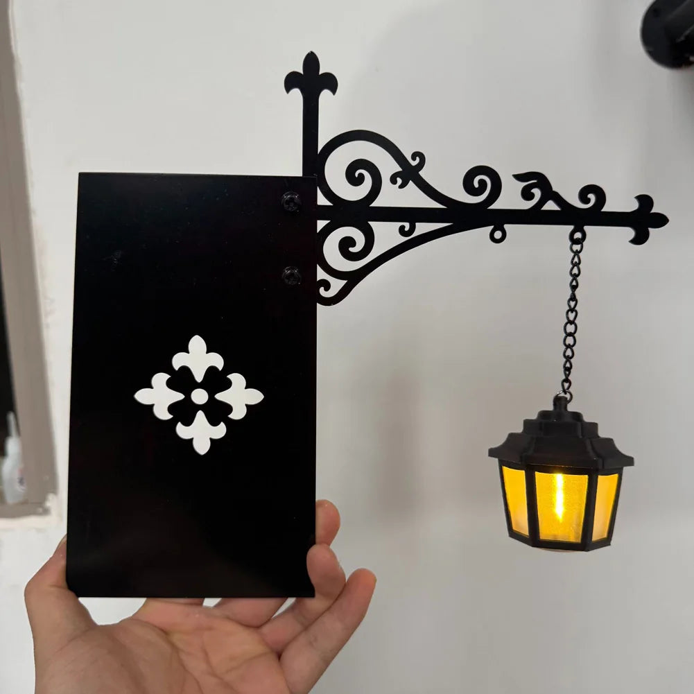 lampe rue miniature vintage rétro ornement floral noir élément mural halloween décoration intérieure festive