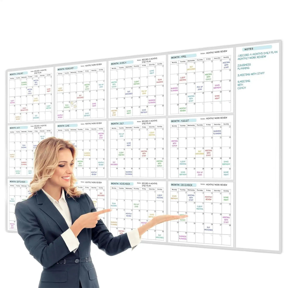 calendrier mural effaçable blanc moderne grille mensuelle adhésif planification tâches mensuelle tableau blanc opaque