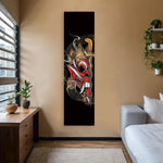 décoration murale moderne vague stylisée soleil stylisé texte japonais opaque rouge noir blanc chambre