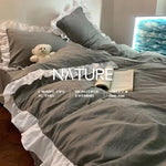ensemble literie princesse housse couette dentelle volants fleurs blanc bleu violet chambre fille