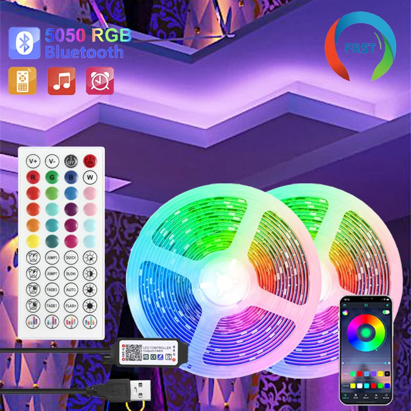 ruban led multicolore moderne 10m 20m 30m bluetooth télécommande application chambre