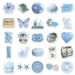 stickers mignons bleu clair fleurs animaux aesthetic 50 pièces pack