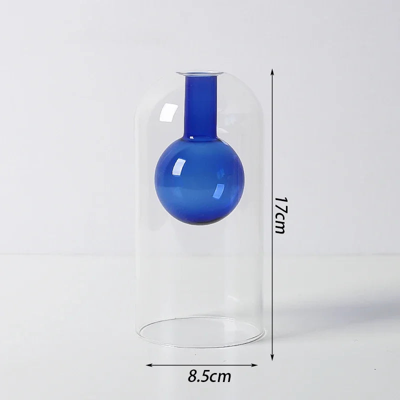 vase verre transparent moderne minimaliste conique vert clair bleu orange jaune