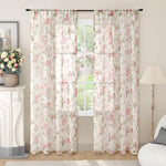 rideaux légers fleur rose jaune motifs floraux champêtre translucides salon chambre coucher