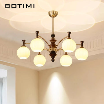 chandelier led or marron foncé abatjour sphérique télécommande moderne floral