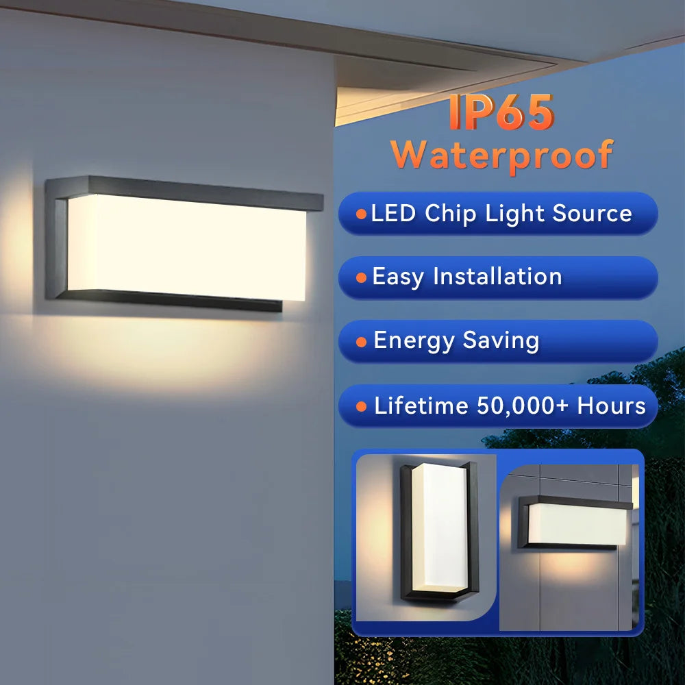 lampe murale led moderne noire éclairage extérieur intérieur 25w ip65
