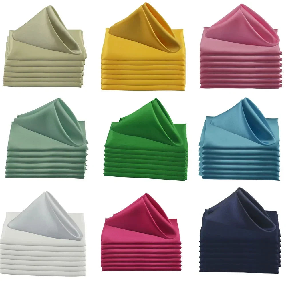 serviettes table satin carrées mariage décoration fête couleur unie classique