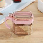 boîtes épices transparentes verre moderne rose verte bleu poignées couteau service herbes condiments cuisine