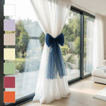 attaches rideau tulle texturé rubans décoratifs girly festif blanc violet orange bleu marine rose